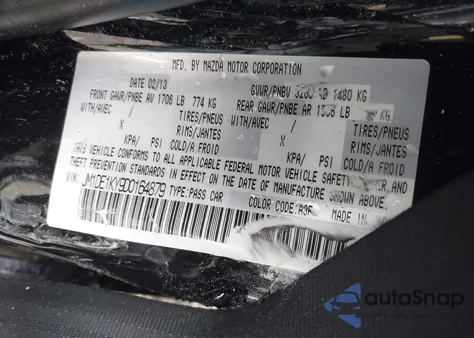 2013 Mazda Mazda2 Sport z USA, uszkodzony, nr VIN JM1DE1KY9D0164879